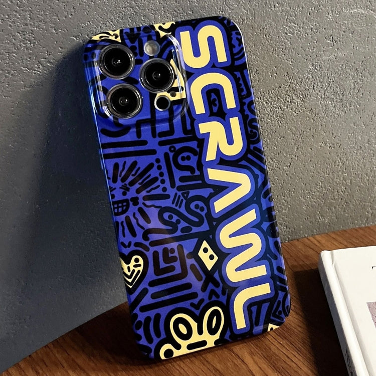 For iPhone 13 Pro Painted Pattern Precise Hole PC Phone Case(Blue SCR) - iPhone 13 Pro Cases by PMC TechLife | Online Shopping South Africa | PMC TechLife