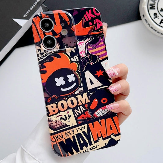 For iPhone 12 Painted Pattern Precise Hole PC Phone Case(Orange Comics) - iPhone 12 / 12 Pro Cases by PMC Jewellery | Online Shopping South Africa | PMC Jewellery