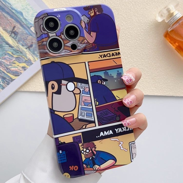 For iPhone 11 Pro Max Painted Pattern Precise Hole PC Phone Case(Working Comics) - iPhone 11 Pro Max Cases by PMC Jewellery | Online Shopping South Africa | PMC Jewellery