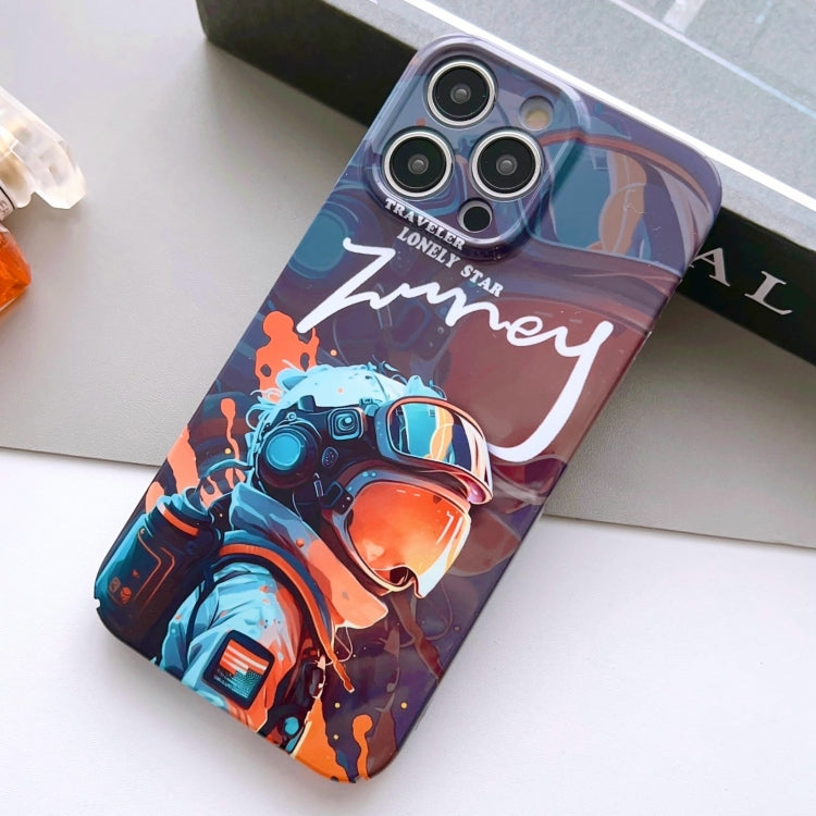 For iPhone 11 Pro Max Painted Pattern Precise Hole PC Phone Case(Orange Paint Astronaut) - iPhone 11 Pro Max Cases by PMC Jewellery | Online Shopping South Africa | PMC Jewellery