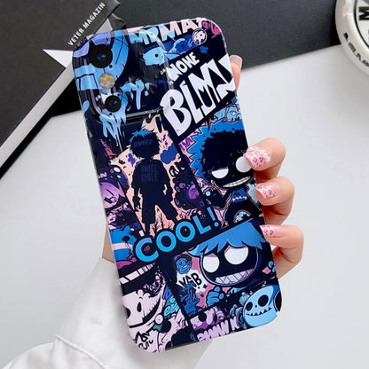 For iPhone X / XS Painted Pattern Precise Hole PC Phone Case(Purple Comics) - More iPhone Cases by PMC Jewellery | Online Shopping South Africa | PMC Jewellery