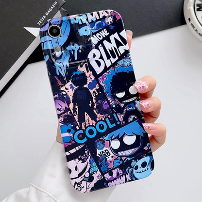 For iPhone XR Painted Pattern Precise Hole PC Phone Case(Purple Comics) - More iPhone Cases by PMC Jewellery | Online Shopping South Africa | PMC Jewellery