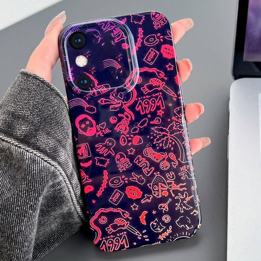 For iPhone XS Max Painted Pattern Precise Hole PC Phone Case(Black Red Graffiti) - More iPhone Cases by PMC Jewellery | Online Shopping South Africa | PMC Jewellery