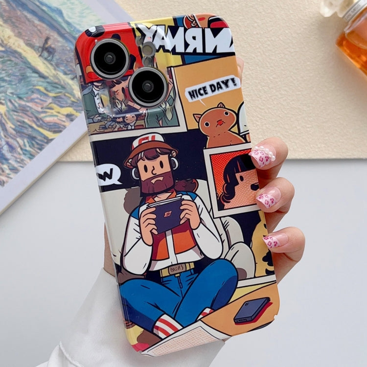 For iPhone 15 Painted Pattern Precise Hole PC Phone Case(Vacationer) - iPhone 15 Cases by PMC TechLife | Online Shopping South Africa | PMC TechLife