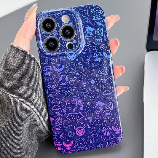 For iPhone 15 Pro Painted Pattern Precise Hole PC Phone Case(Red Blue Graffiti) - iPhone 15 Pro Cases by PMC Jewellery | Online Shopping South Africa | PMC Jewellery