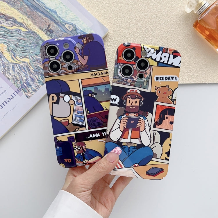 For iPhone X / XS Painted Pattern Precise Hole PC Phone Case(Purple Comics) - More iPhone Cases by PMC Jewellery | Online Shopping South Africa | PMC Jewellery