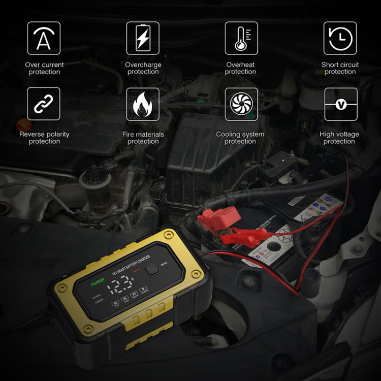 FOXSUR FBC1206E 6A 12V Car / Motorcycle Smart Battery Charger(EU Plug) - Battery Charger by FOXSUR | Online Shopping South Africa | PMC TechLife | Buy Now Pay Later Mobicred