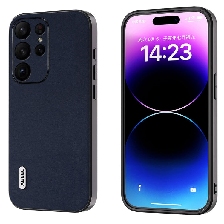 For Samsung Galaxy S23 Ultra 5G ABEEL Genuine Leather Xiaoya Series Phone Case(Blue) - free shipping - PMC TechLife - Order now!