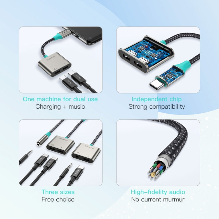 TOTU AD-6 USB-C/Type-C to Dual USB-C/Type-C Audio Adapter - Type-C Adapter by TOTUDESIGN | Online Shopping South Africa | PMC Jewellery