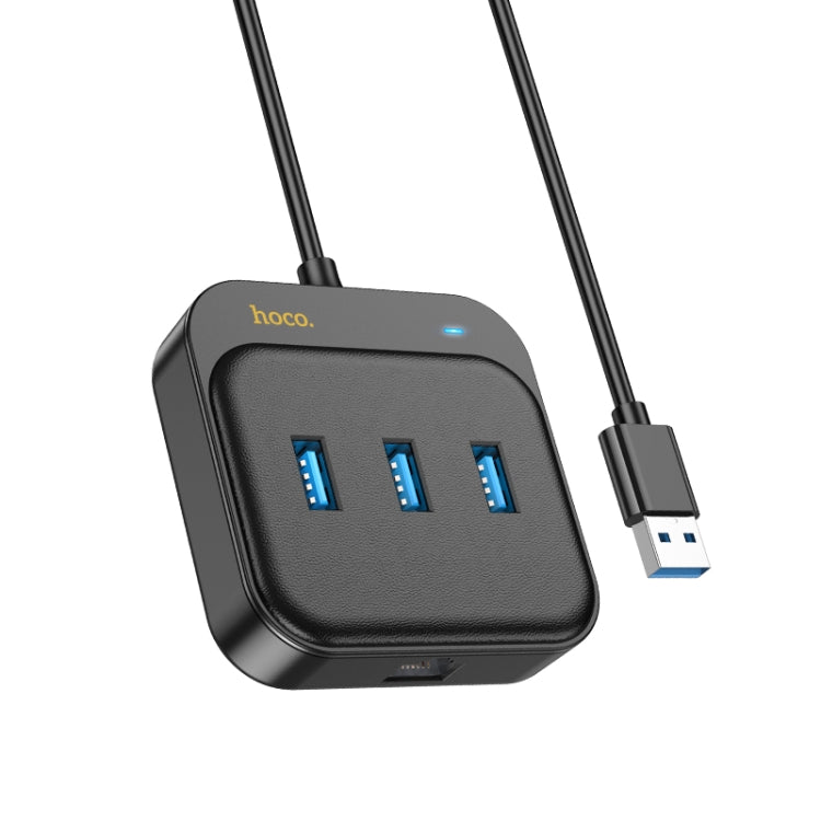 hoco HB35 4 in 1 USB to USB3.0x3+RJ45 Gigabit Ethernet Adapter, Cable Length:1.2m(Black) - USB Network Adapter by hoco | Online Shopping South Africa | PMC Jewellery