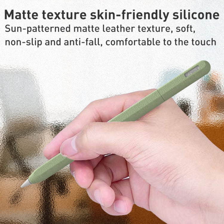 For Apple Pencil 2 LOVE MEI Frosted Leather Texture Silicone Protective Pen Case(Grey) - Pencil Accessories by LOVE MEI | Online Shopping South Africa | PMC TechLife