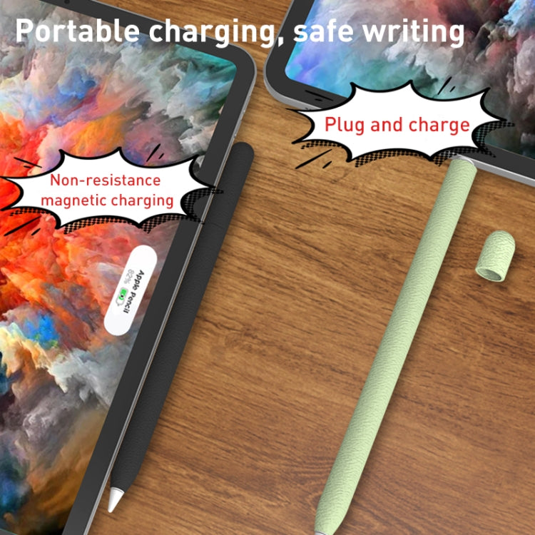 For Apple Pencil 2 LOVE MEI Frosted Leather Texture Silicone Protective Pen Case(Purple) - Pencil Accessories by LOVE MEI | Online Shopping South Africa | PMC TechLife