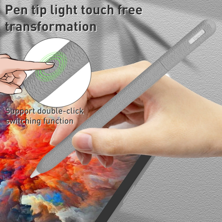 For Apple Pencil 2 LOVE MEI Frosted Leather Texture Silicone Protective Pen Case(Pink) - Pencil Accessories by LOVE MEI | Online Shopping South Africa | PMC TechLife
