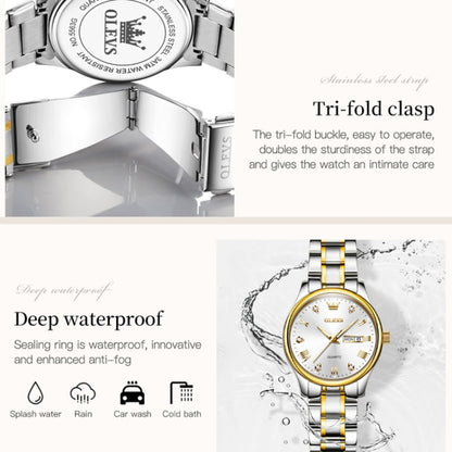 OLEVS 5563 Women Luminous Waterproof Quartz Watch(White + Gold) - Metal Strap Watches by OLEVS | Online Shopping South Africa | PMC Jewellery