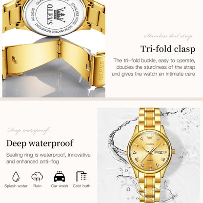 OLEVS 5563 Women Luminous Waterproof Quartz Watch(Gold) - Metal Strap Watches by OLEVS | Online Shopping South Africa | PMC Jewellery