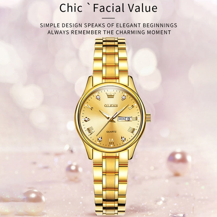 OLEVS 5563 Women Luminous Waterproof Quartz Watch(Gold) - Metal Strap Watches by OLEVS | Online Shopping South Africa | PMC Jewellery