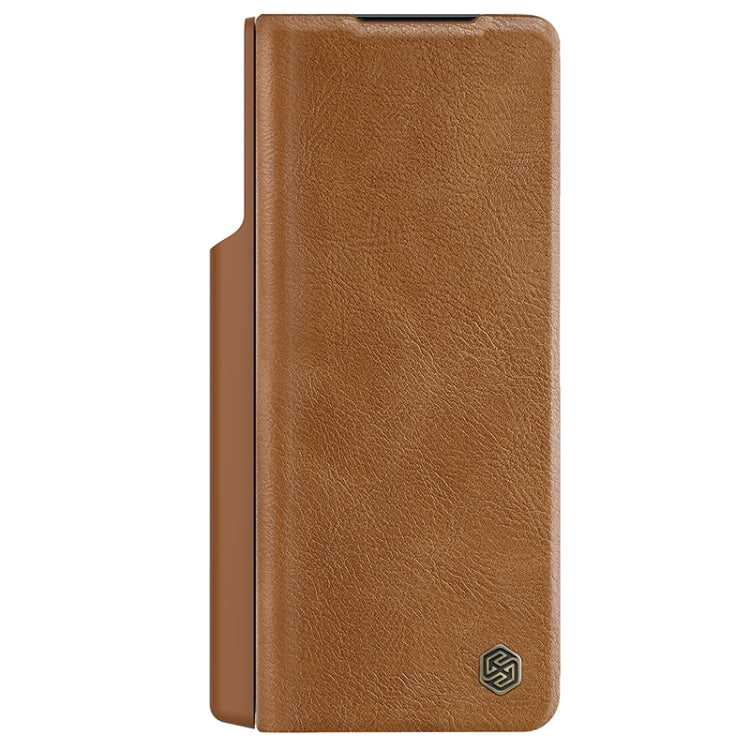 For Samsung Galaxy Z Fold5 NILLKIN QIN Series Pro Sliding Camera Cover Design Leather Phone Case(Brown) - free shipping - PMC TechLife - Order now!