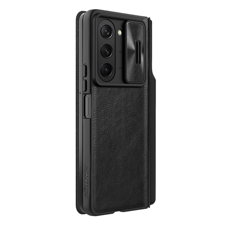 For Samsung Galaxy Z Fold5 NILLKIN QIN Series Pro Sliding Camera Cover Design Leather Phone Case(Black) - free shipping - PMC TechLife - Order now!