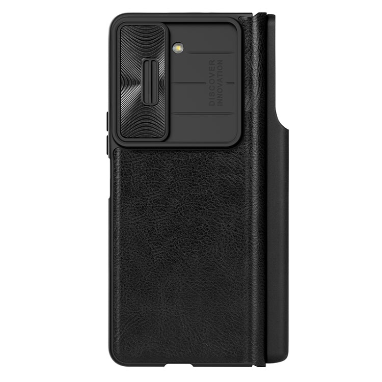 For Samsung Galaxy Z Fold5 NILLKIN QIN Series Pro Sliding Camera Cover Design Leather Phone Case(Black) - free shipping - PMC TechLife - Order now!