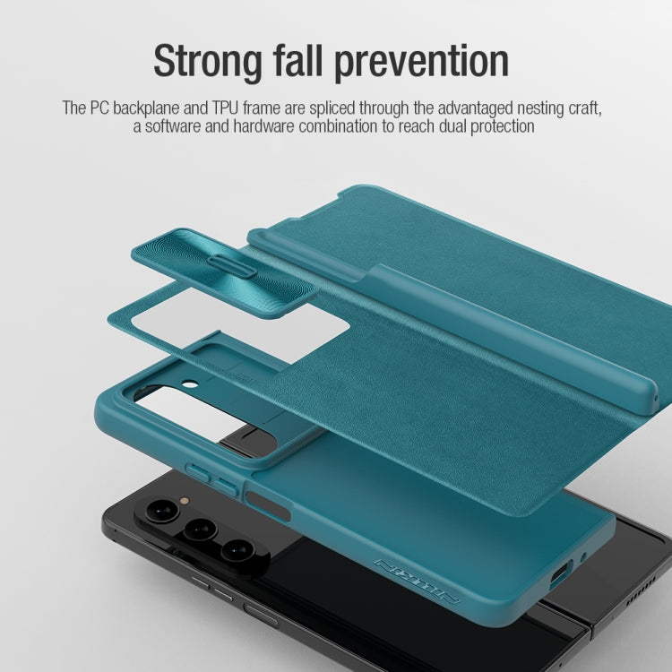 For Samsung Galaxy Z Fold5 NILLKIN QIN Series Pro Sliding Camera Cover Design Leather Phone Case(Black) - free shipping - PMC TechLife - Order now!