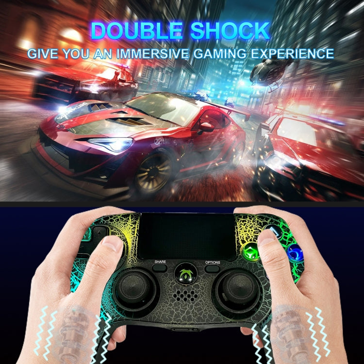 Crack Pattern RGB Light Wireless Game Controller for PS4 / PC / Android / iOS(White) - Gamepads by PMC Jewellery | Online Shopping South Africa | PMC Jewellery