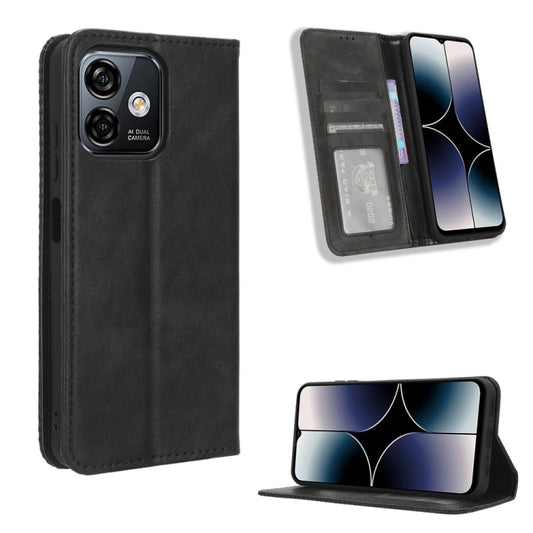 For Ulefone Note 16 Pro Magnetic Buckle Retro Texture Leather Phone Case(Black) - Ulefone Cases by PMC Jewellery | Online Shopping South Africa | PMC Jewellery