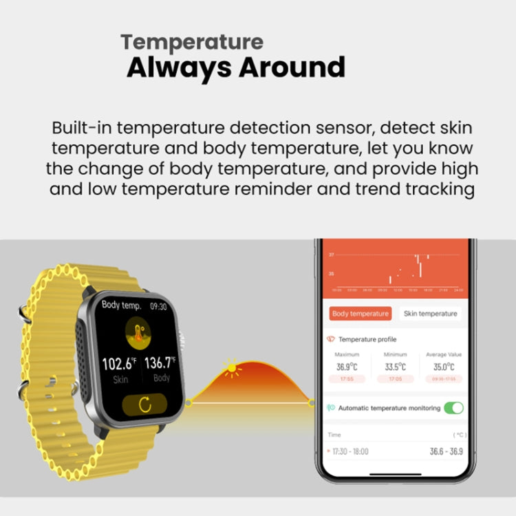 SPOVAN H6 1.83 inch TFT Screen Smart Watch Supports Bluetooth Call/Blood Oxygen Monitoring(Yellow) - Smart Watches by SPOVAN | Online Shopping South Africa | PMC TechLife | Buy Now Pay Later Mobicred