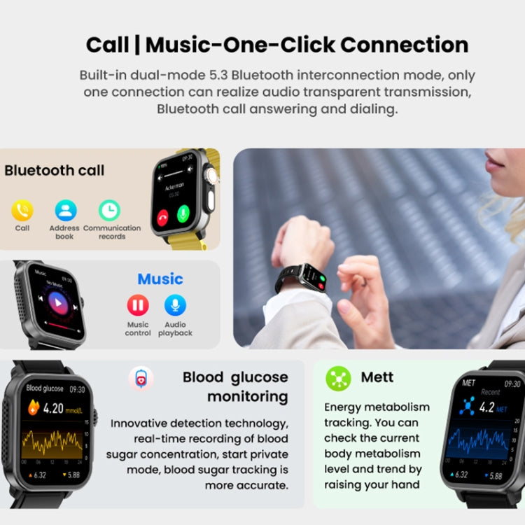 SPOVAN H6 1.83 inch TFT Screen Smart Watch Supports Bluetooth Call/Blood Oxygen Monitoring(Yellow) - Smart Watches by SPOVAN | Online Shopping South Africa | PMC TechLife | Buy Now Pay Later Mobicred