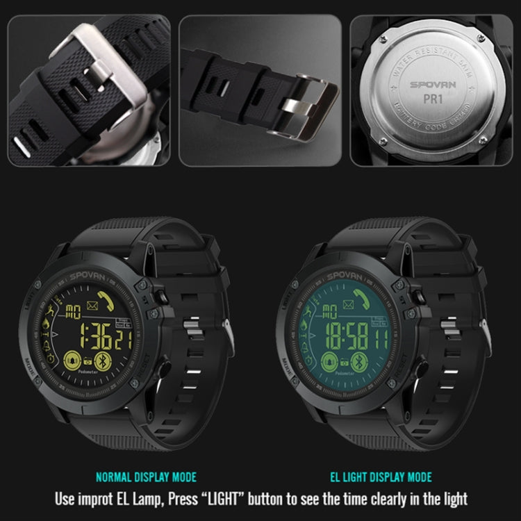 SPOVAN PR1 Outdoor Waterproof Luminous Bluetooth Smart Watch(Black) - free shipping - PMC TechLife - Order now!