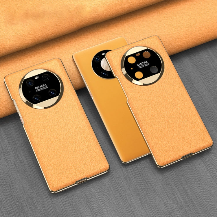 For Huawei Mate 40 Pro GKK Electroplating Leather Surface Phone Case(Yellow) - Huawei Cases by GKK | Online Shopping South Africa | PMC TechLife | Buy Now Pay Later Mobicred