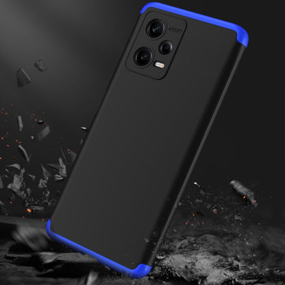 For Xiaomi Redmi Note 12 5G Global GKK Three Stage Splicing Full Coverage PC Phone Case(Black Blue) - Note 12 Cases by GKK | Online Shopping South Africa | PMC Jewellery