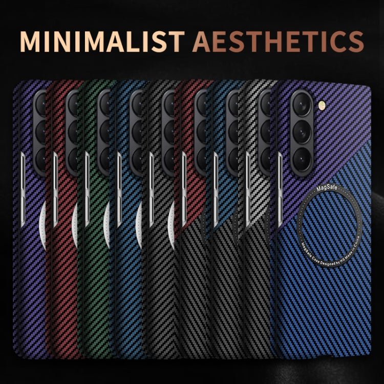 For Samsung Galaxy Z Fold5 Carbon Fiber Texture MagSafe Magnetic Phone Case(Black Red) - Galaxy Z Fold5 Cases by PMC TechLife | Online Shopping South Africa | PMC TechLife