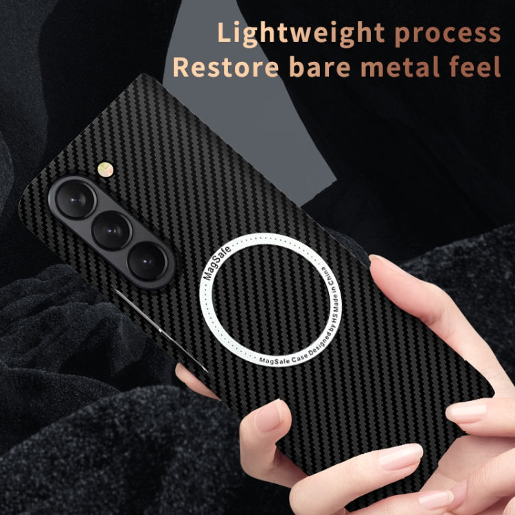 For Samsung Galaxy Z Fold5 Carbon Fiber Texture MagSafe Magnetic Phone Case(Black Red) - Galaxy Z Fold5 Cases by PMC TechLife | Online Shopping South Africa | PMC TechLife