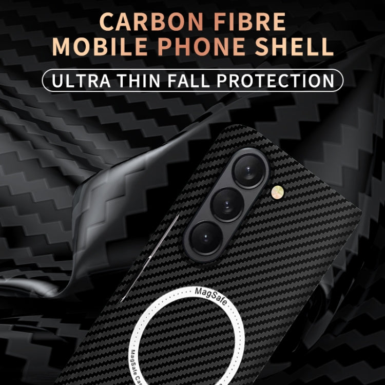 For Samsung Galaxy Z Fold5 Carbon Fiber Texture MagSafe Magnetic Phone Case(Black Red) - Galaxy Z Fold5 Cases by PMC TechLife | Online Shopping South Africa | PMC TechLife