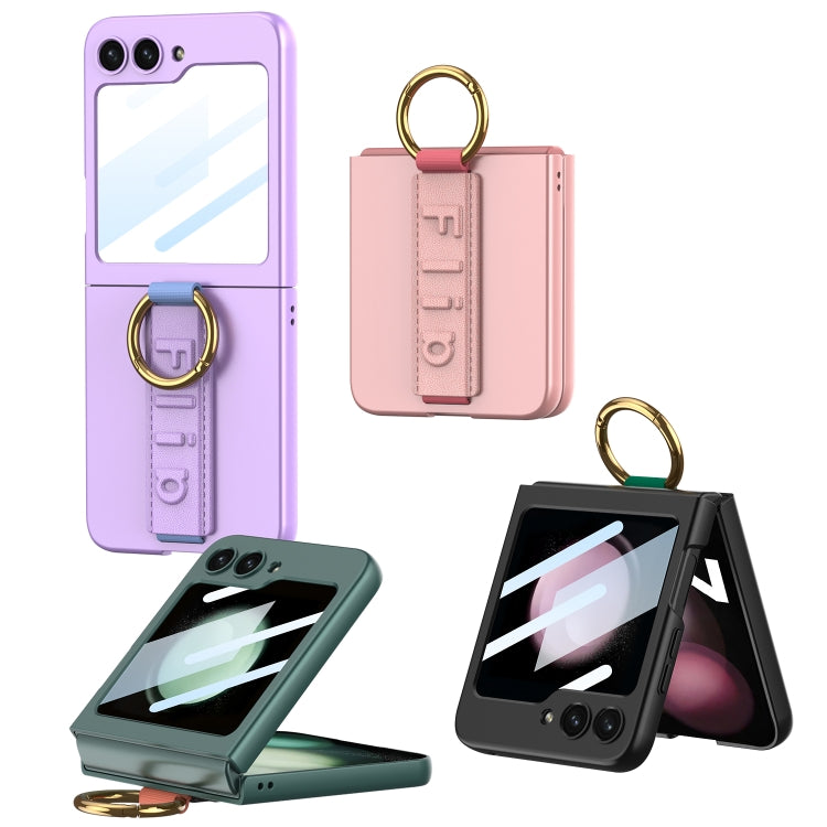 For Samsung Galaxy Z Flip5 GKK Integrated Ultrathin Shockproof Phone Case with Ring Wrist Strap(Pink) - Galaxy Z Flip5 Cases by GKK | Online Shopping South Africa | PMC Jewellery