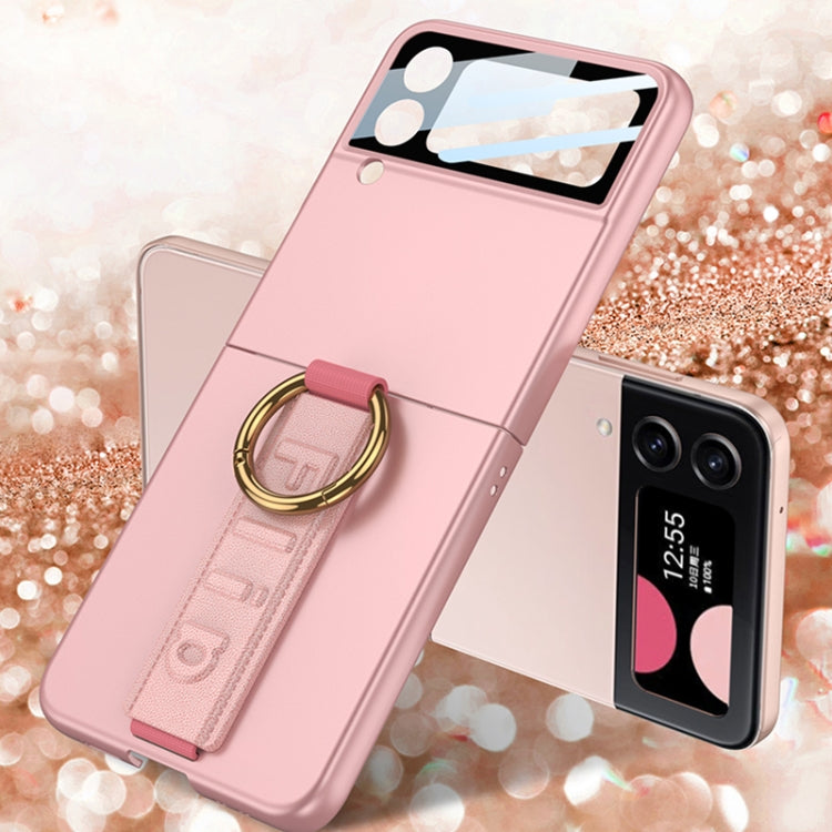 For Samsung Galaxy Z Flip4 5G GKK Integrated Ultrathin Shockproof Phone Case with Ring Wrist Strap(Pink) - Galaxy Z Flip4 5G Cases by GKK | Online Shopping South Africa | PMC Jewellery