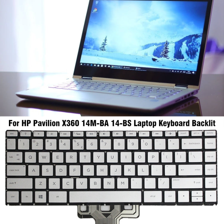 For HP 14M-BA 14-BS US Version Laptop Backlight Keyboard(Silver) - HP Spare Parts by PMC Jewellery | Online Shopping South Africa | PMC Jewellery