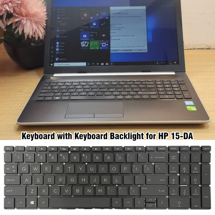 For HP 15-DA / 15-DB US Version Laptop Backlight Keyboard - HP Spare Parts by PMC TechLife | Online Shopping South Africa | PMC TechLife
