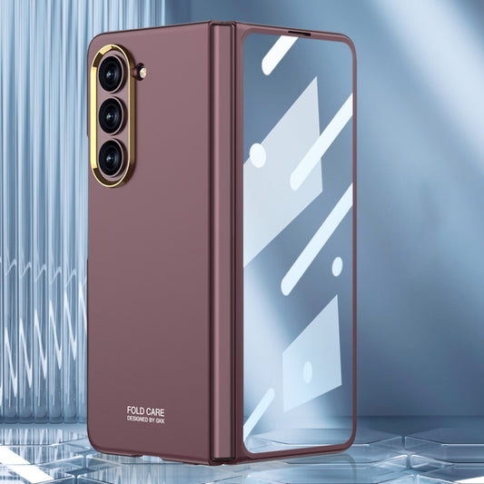 For Samsung Galaxy Z Fold5 GKK Integrated Ultra-thin Electroplating Lens Frame Phone Case(Wine Red) - Galaxy Z Fold5 Cases by GKK | Online Shopping South Africa | PMC Jewellery