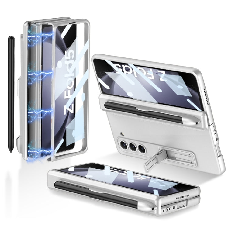 For Samsung Galaxy Z Fold5 GKK Full Coverage Magnetic Fold Hinge Phone Case with Pen Slots(Silver) - Galaxy Z Fold5 Cases by GKK | Online Shopping South Africa | PMC Jewellery