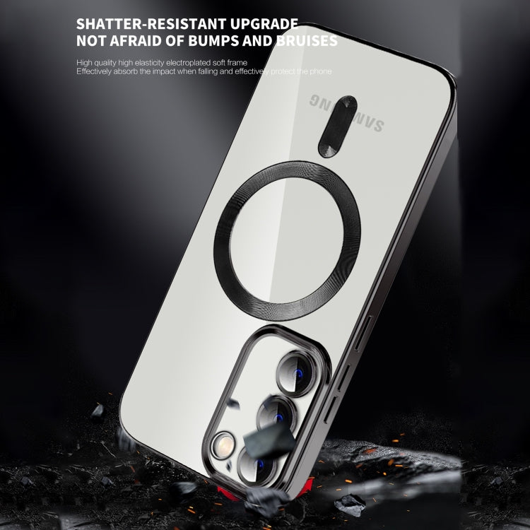 For Samsung Galaxy S21 FE 5G CD Texture Plating TPU MagSafe Phone Case with Lens Film(Black) - Galaxy Phone Cases by PMC TechLife | Online Shopping South Africa | PMC TechLife