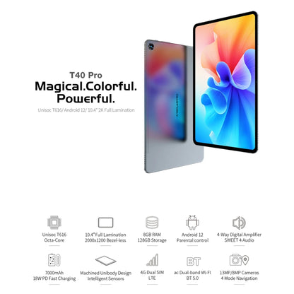 Teclast T40 Pro 2023 Tablet PC 10.4 inch, 8GB+128GB,  Android 12 Unisoc T616 Octa Core, 4G LTE Dual SIM - TECLAST by TECLAST | Online Shopping South Africa | PMC Jewellery