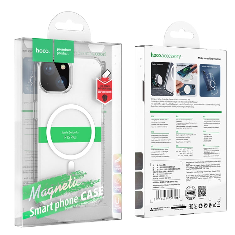 For iPhone 15 Plus hoco SagSafe Magnetic Series Airbag Shockproof Phone Case(Transparent) - iPhone 15 Plus Cases by hoco | Online Shopping South Africa | PMC Jewellery