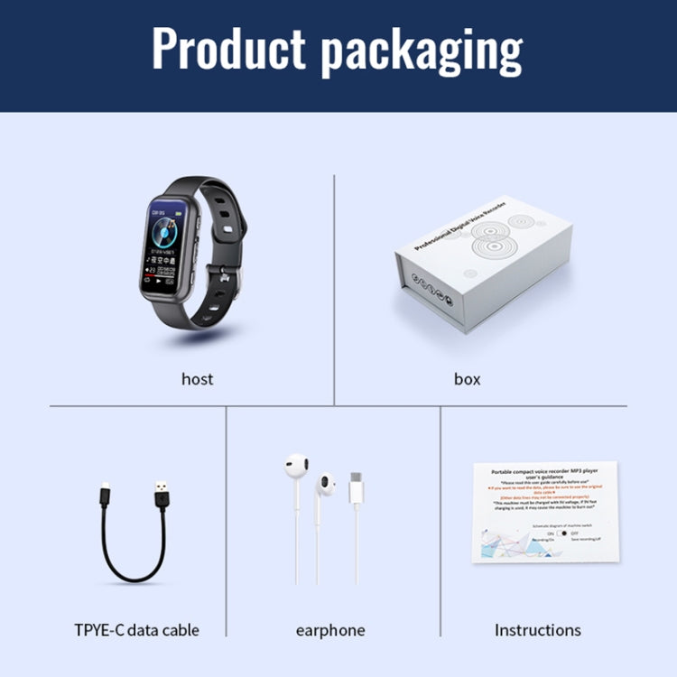 JNN S16 Smart HD Noise Reduction Bluetooth MP3 Voice Control Recording Bracelet, Memory:16GB - Smart Wristbands by JNN | Online Shopping South Africa | PMC TechLife | Buy Now Pay Later Mobicred