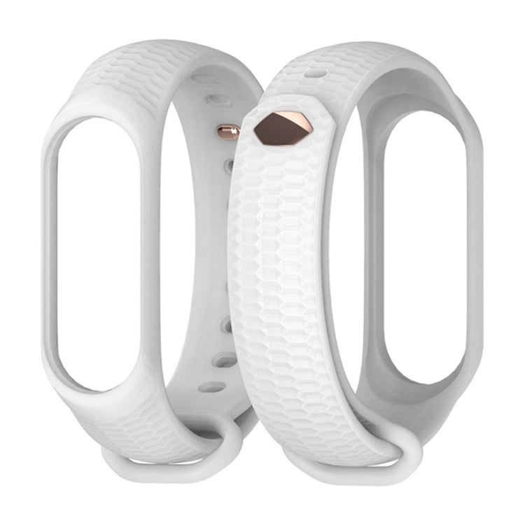 For Xiaomi Mi Band 3 / 4 Mijobs Honeycomb Textured Silicone Watch Band, Aurora Positive Buckle(White) - free shipping - PMC TechLife - Order now!