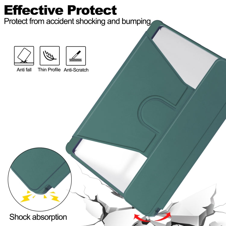 For Samsung Galaxy Tab S9 FE / S10 FE 360 Rotation Transparent Smart Leather Case with Keyboard(Dark Green) - Galaxy Tab S9 FE by PMC TechLife | Online Shopping South Africa | PMC TechLife | Buy Now Pay Later Mobicred