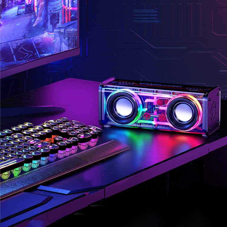 WK D45 10W Dual Speaker Transparent Mecha Bluetooth Speaker(White) - free shipping - PMC TechLife - Order now!