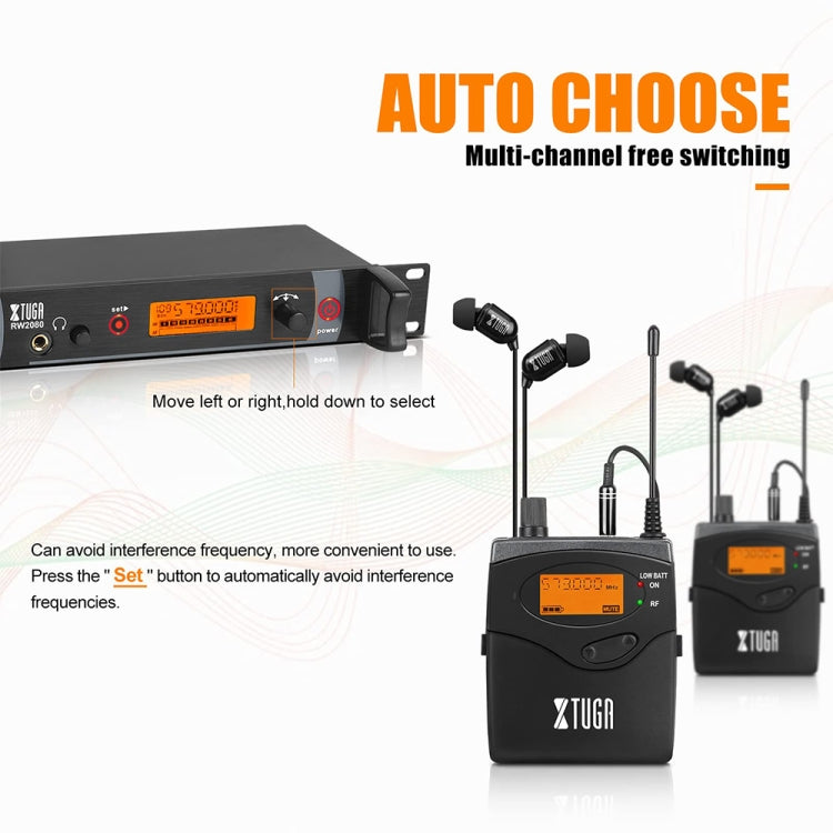 XTUGA RW2080 UHF Wireless Stage Singer In-Ear Monitor System 10 BodyPacks(UK Plug) - Microphone by XTUGA | Online Shopping South Africa | PMC TechLife