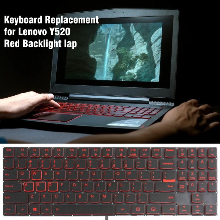 For Lenovo Y520 US Version Backlight Laptop Keyboard(Red Word) - Lenovo Spare Parts by PMC Jewellery | Online Shopping South Africa | PMC Jewellery