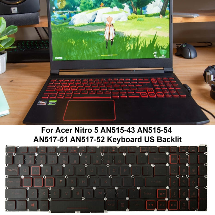 For Acer Nitro 5 AN515-43 US Version Red Backlight Laptop Keyboard - Replacement Keyboards by PMC TechLife | Online Shopping South Africa | PMC TechLife
